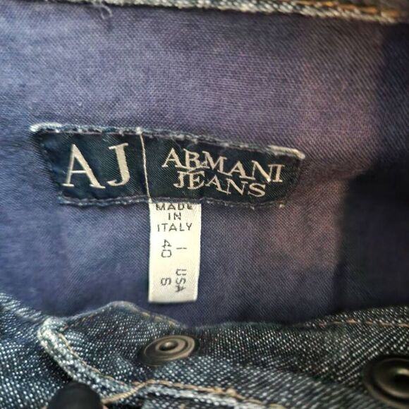 Armani Jeans Denim Jacket Womens 6 Fringe Western Barn Dark Wash - Picture 4 of 6